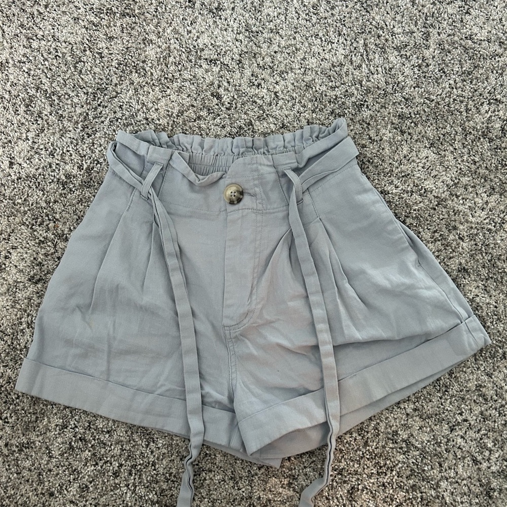 Stylish Gray/Light Blue Women's Tie Shorts